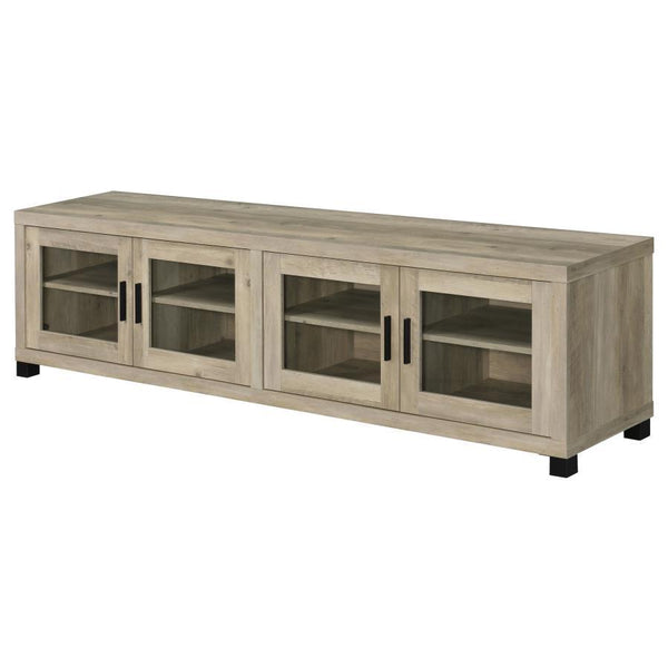 Sachin - 4-Door Engineered Wood TV Stand - Distressed Pine