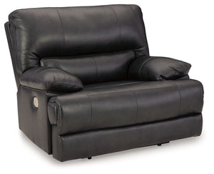 Striking form, meet contemporary function. This power recliner combines your ideal comfort features, like one-touch reclining and adjustable headrests, into one sophisticated package. With a design defined by the luxe look of black leather, this recliner 