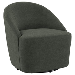 Upgrade your living room or den with the cozy, modern character of an upholstered accent chair. It swivels, encouraging conversation and offering versatility in a multifunctional living space. The chair is a take on a classic club silhouette, featuring a 