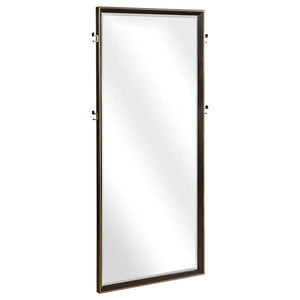 Introduce a retro feel in a modern bedroom with this stunning rectangular floor mirror. In a rich and warm smoke peppercorn finish, rich tones create a compelling visual. The simple and smooth frame enhances a sleek and structured effect, complementing ot