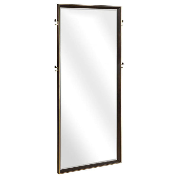 Introduce a retro feel in a modern bedroom with this stunning rectangular floor mirror. In a rich and warm smoke peppercorn finish, rich tones create a compelling visual. The simple and smooth frame enhances a sleek and structured effect, complementing ot