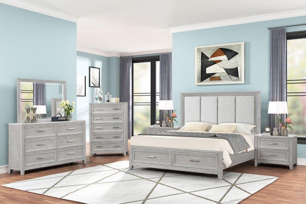  a collection that promises both style and functionality for your sanctuary. This suite features a storage bed with a plush upholstered headboard
