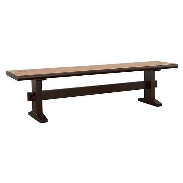 Save space and add style at the same time. This dining bench is perfect for a rustic or relaxed dining table. Sporting a backless, armless silhouette, the bench tucks away underneath the table, conserving precious space when needed. Its wood seat shows of