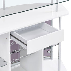 Gideon - Curved Glass Top Home Bar Cabinet - White High Gloss