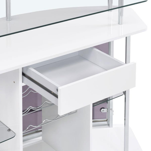 Gideon - Curved Glass Top Home Bar Cabinet - White High Gloss