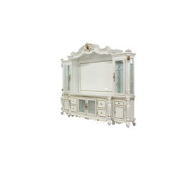 Dazzling details abound in the Picardy entertainment center! Intricate raised scrolled molding and Queen Anne legs adorn each piece of this stunning set, including two side piers with beveled glass doors and touch light function, and a TV stand that accom