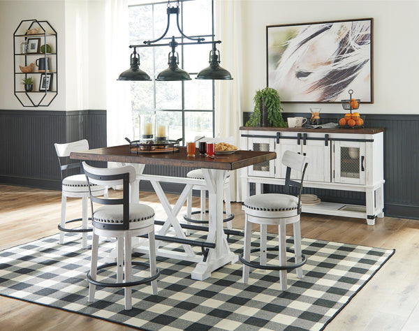 Rustic cottage styling. D546-01 white. D546-124/130 black metal, rustic brown finish, beige fabric cushioned seat. D546-224/230 black metal, rustic brown swivel seat. D546-324/330 black metal and distressed vintage white finish, beige swivel seat. D546-42