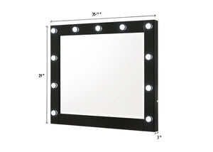 Morgan - Vanity Desk With Glass Top And LED Mirror - Black