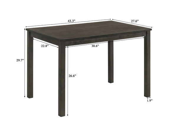  dark wood finish that adds a touch of sophistication to any dining space. Complemented by four comfortable upholstered chai