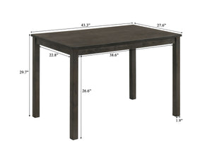  dark wood finish that adds a touch of sophistication to any dining space. Complemented by four comfortable upholstered chai