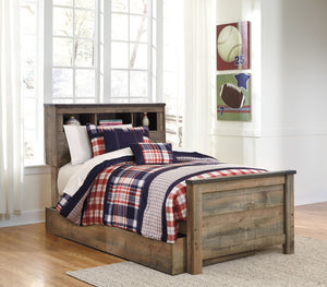  this twin bookcase bed with under bed storage matches their authenticity. Its rustic finish