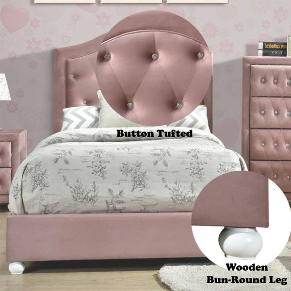 Reggie - Twin Bed - Pink Fabric