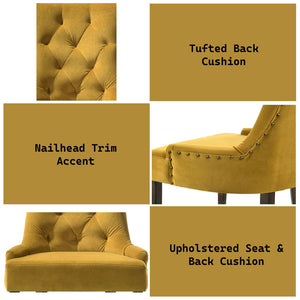 Farren - Side Chair (Set of 2) - Yellow Velvet & Espresso Finish