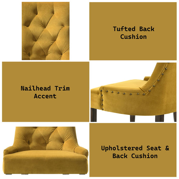 Farren - Side Chair (Set of 2) - Yellow Velvet & Espresso Finish
