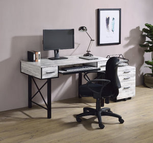Settea - Desk - Antique White & Black Finish