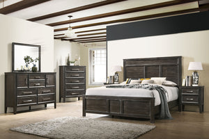 The Andover Wood 6-Piece Bedroom Set in Nutmeg Brown offers a comprehensive and stylish solution for your bedroom, combining durability, functionality, and timeless design. This set includes a Panel Bed, Dresser, Mirror, two Nightstands, and a Chest, all 