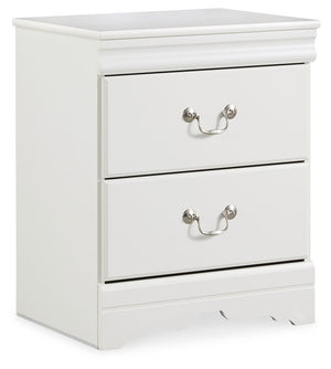 This nightstand-'s crisp cottage white gives traditional Louis Philippe profiling a delightful style awakening. The look is timeless. The feel? Right at home. Two smooth-gliding drawers with antiqued bail pulls beautifully accommodate.<br><br><b>Additiona