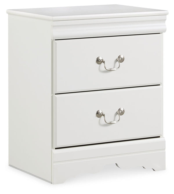 This nightstand-'s crisp cottage white gives traditional Louis Philippe profiling a delightful style awakening. The look is timeless. The feel? Right at home. Two smooth-gliding drawers with antiqued bail pulls beautifully accommodate.<br><br><b>Additiona