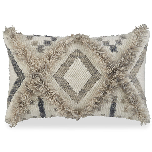 Add some enthusiasm to your space with a neutral diamond patterned throw pillow. It-'s casual mixed textures are made of a quality cotton wool blend, launching any bed or sofa into its own cute and comfortable category.<br/><br/><b>Product Features</b><ul