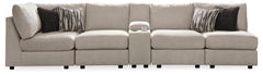 With its casual-contemporary aesthetic and modular design, the Kellway sectional makes way for high style and indulgent comfort. Rest assured, the thickly cushioned storage console includes not only a pair of cup holders, but also a USB port to keep you p