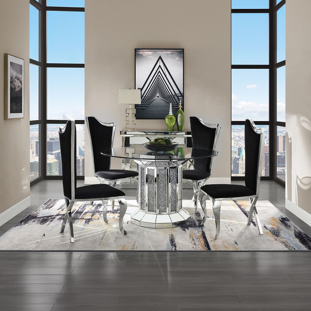 Add a modern touch to your dining room with the Cyrene dining room collection. This beautiful side chair is a piece of art for your dining room. The elegant lines of this understated collection provide versatility allowing this stunning chair to accompany
