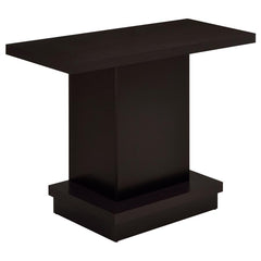 This sofa table delivers modern elegance with clean geometric lines and a versatile rectangular profile. Crafted from engineered wood with a scratch-resistant laminate veneer, it showcases a rich cappuccino finish that exudes contemporary charm. The spaci