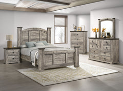 Immerse yourself in the rustic charm of this exquisite bedroom collection, where timeless design meets sophisticated craftsmanship. The set exudes a warm, weathered aesthetic that effortlessly complements any home decor, bringing an air of tranquil elegan