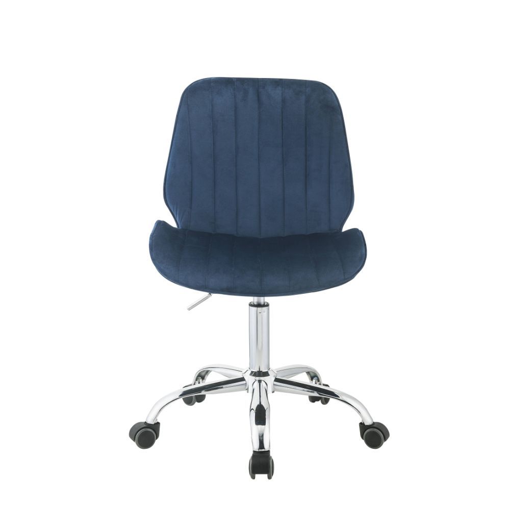 KD, Armless Office Chair w/Swivel (360 Degrees) â€¢ Adjustable Height () â€¢ Padded SEAT & BACK: Velvet () â€¢ â€¢ Solid Backrest () â€¢ Armless â€¢ Inner Frame: Wood, Foam â€¢ Metal 5-Star Base w/Casters: Chrome Finish<br/><br/><b>Product Features</b><ul