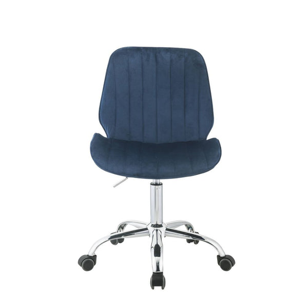 KD, Armless Office Chair w/Swivel (360 Degrees) â€¢ Adjustable Height () â€¢ Padded SEAT & BACK: Velvet () â€¢ â€¢ Solid Backrest () â€¢ Armless â€¢ Inner Frame: Wood, Foam â€¢ Metal 5-Star Base w/Casters: Chrome Finish<br/><br/><b>Product Features</b><ul