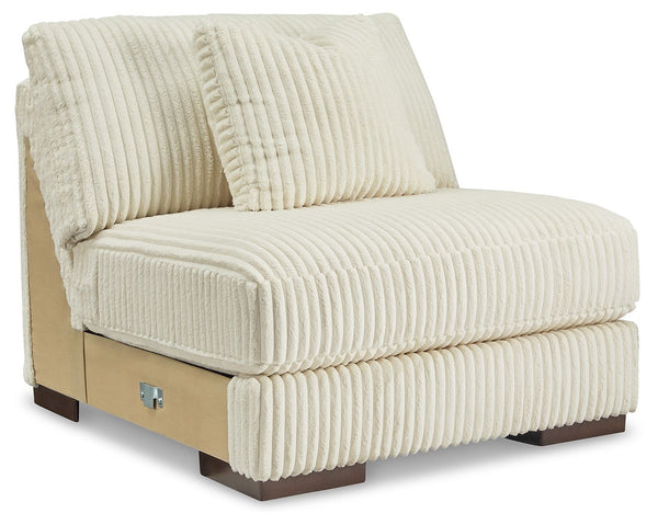 This armless chair is made with polyester upholstery. Pairs with other items in the series to make a sectional.<br><br><b>Additional Dimensions</b><br><ul><li>Seat depth: 28-"</li><li>Seat height: 21-"</li><li>Top of cushion to top of back: 19-"</li><li>L