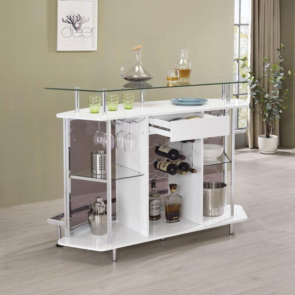  this bar unit works perfectly in the corner of a media room or dining space