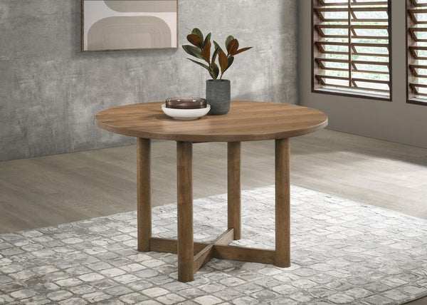  it-'s a delightful centerpiece in a welcoming kitchen or dining room. Its round silhouette creates a unifying ambiance