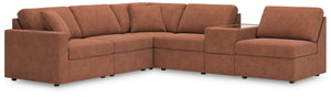 Looking cool and contemporary is great. But when it comes down to it, youâ€™re all about low-maintenance lounging. With the performance fabric on this sectional with console, cleaning spills is a breeze. Its customizable modular design caters to your ever