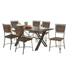 KD, Armless Chair â€¢ Wooden Seat & Backrest â€¢ Metal Frame: Backrest, Seat Apron & Legs with -"X-" Crossbar Support<br/><br/><b>Product Features</b><ul><li>Rectangular Trestle Table</li><li>Wooden Top: Walnut Finish</li><li>Metal Trestle Base: Gunmetal 