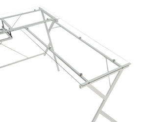 Dazenus - Desk - Clear Glass & White Finish