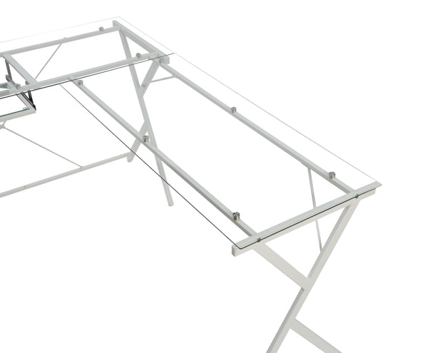 Dazenus - Desk - Clear Glass & White Finish