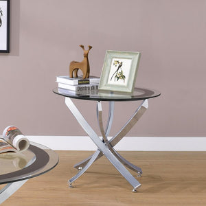  supporting a clear tempered glass top encircled by a chic black frame. Th