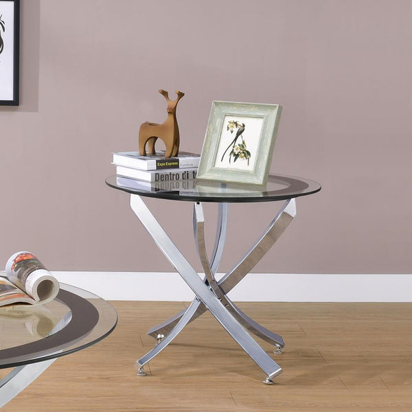  supporting a clear tempered glass top encircled by a chic black frame. Th