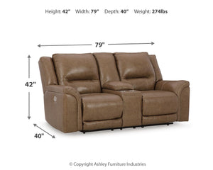 Trasimeno - Caramel - Power Reclining Loveseat with Console /Adj Hdrst