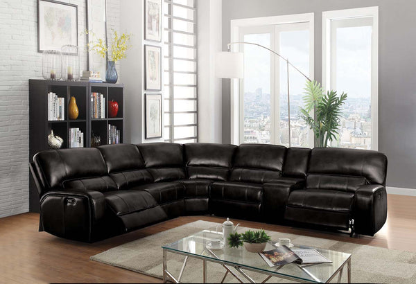 KD, Sectional (Power Motion & 2 USB Charging Docks) -"L-" Shape (Reversible Console & Armless Chairs) Includes: 2 Reclining Seats (Power Motion LAF/RAF), 3 Stationary Seats (2 Armless Chairs, Curved Wedge), Console with Storage & Cup-Holder (Safety Hinge)