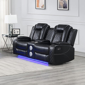 Orion II - Console Loveseat With Dual Recliners - Black