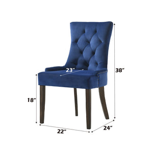 Farren - Side Chair (Set of 2) - Blue Velvet & Espresso Finish