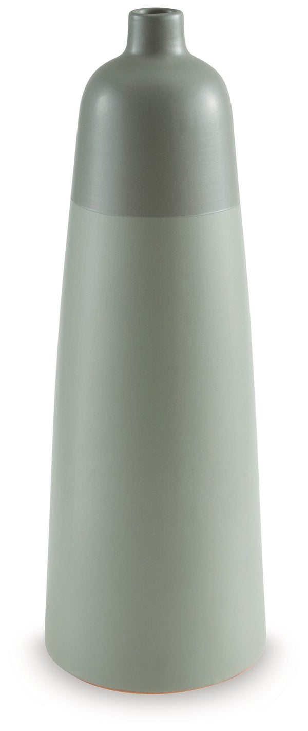 This richly glazed ceramic vase makes a striking centerpiece, either by itself or when filled with dried or faux florals. Its simply beautiful shape and organic green hues complement your naturally superb sense of style.<br/><br/><b>Product Features</b><u