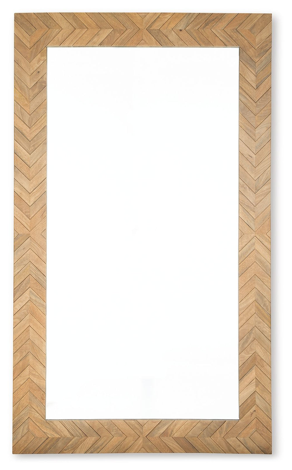 Simply striking and strikingly simple. With its clean lines and impressive stature, this floor mirror is a well-designed complement to your everyday routines. Its right-on-trend chevron pattern gives the warm and welcoming light brown finish a contemporar