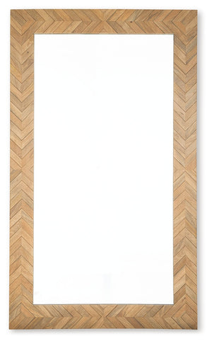 Simply striking and strikingly simple. With its clean lines and impressive stature, this floor mirror is a well-designed complement to your everyday routines. Its right-on-trend chevron pattern gives the warm and welcoming light brown finish a contemporar