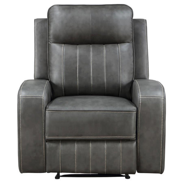 Raelynn - Upholstered Track Arm Recliner - Gray