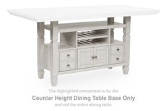 This counter height dining table base is made with rubberwood solids, ash veneer and MDF substrates. Pairs with other items in the series to make a dining table.<br/><br/><b>Product Features</b><ul><li>Compatible with other D642 items, sold separately</li