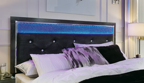 Kaydell - Black - King Upholstered Panel Platform Bed