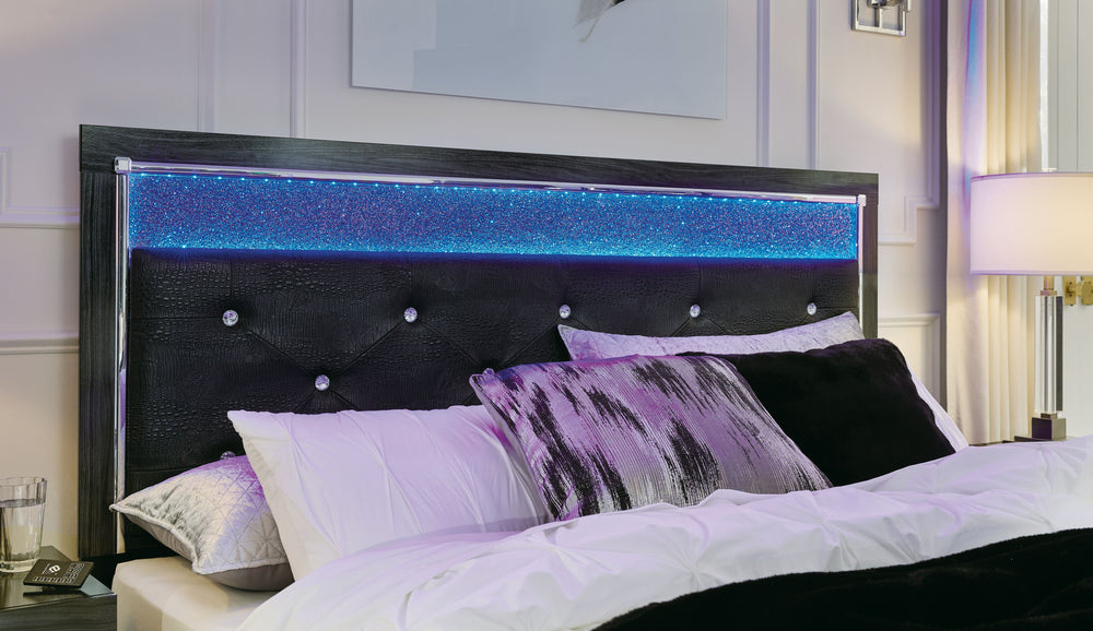 Rest easy. The luxurious look youâ€™ve been dreaming of is yours for the taking, at a price sure to put you at ease. This queen upholstered panel platform bed brings a sense of old Hollywood with a contemporary flair. A deep, dark finish, faceted chrome-t