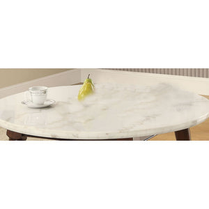  Round Coffee Table (NO Storage) â€¢ Marble Top: White â€¢ Wooden Tapered Leg: Walnut Finish â€¢<br/><br/><b>Product Features</b><ul><li>Round Leg Tables</li><li>White Marble Top</li><li>Wooden Tapered Leg</li><li>Gasha Collection: 72820 Dining